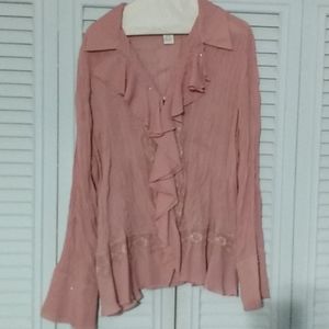 Romantic mauve blouse with ruffles 1X